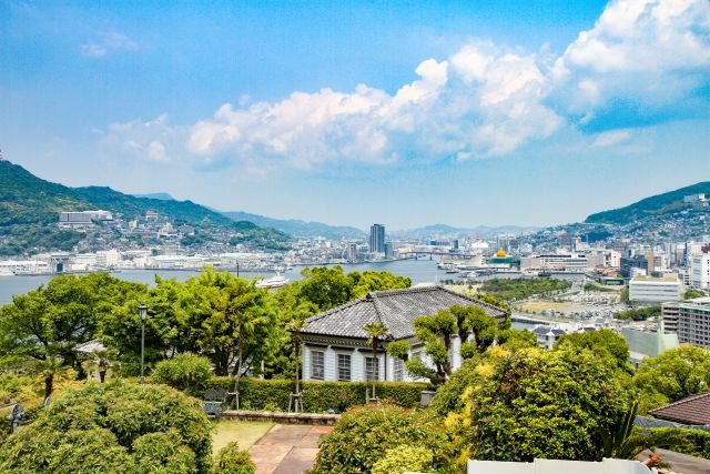 長崎グラバー園から望む長崎市街の風景
